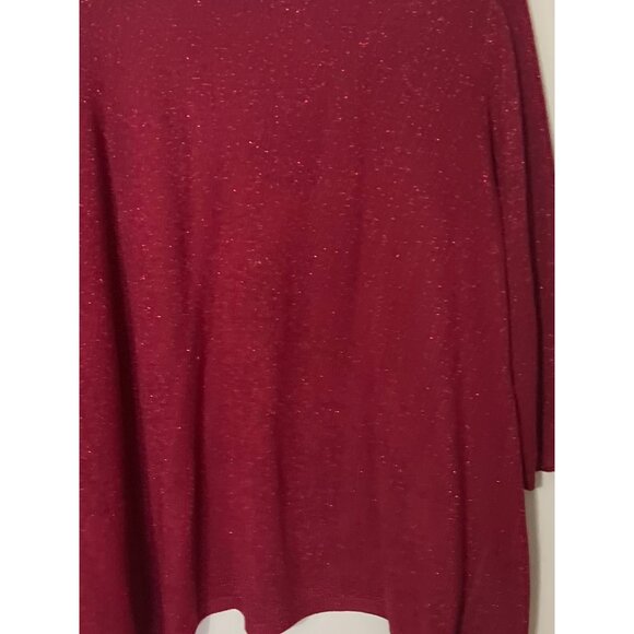 Susan Graver Red Beaded Short Sleeve Sweater & Open Cardigan Set L Acrylic Blend - Picture 12 of 15